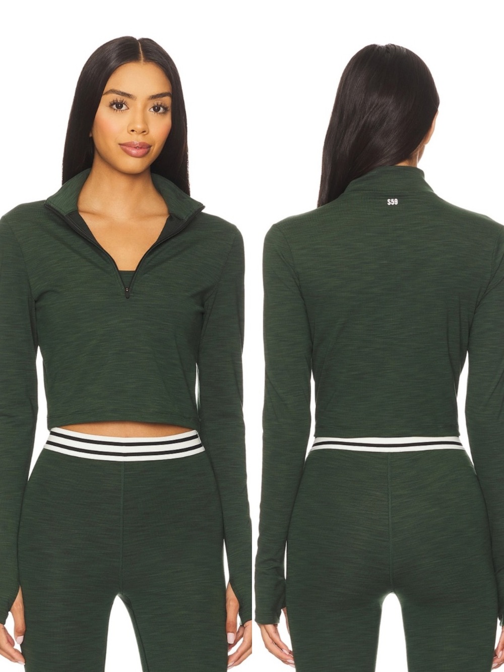 Splits59 Stevie Active Rib Half Zip Sweatshirt in Heather Military size Small